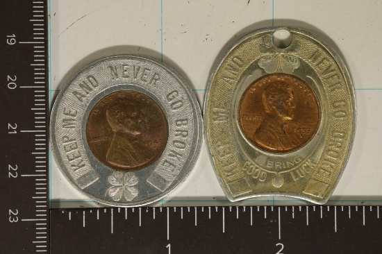 1949-D & 1953-D ENCASED LINCOLN WHEAT CENTS