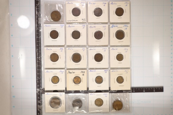 20 MEXICO COINS: 10-1923-1948 ONE CENTAVO, 5-1