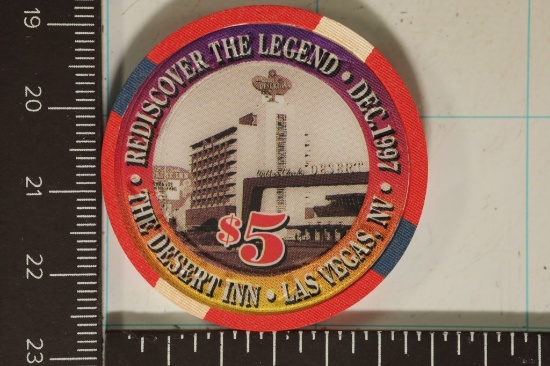 $5 DESERT INN CASINO CHIP DEC. 1997 REDISCOVER