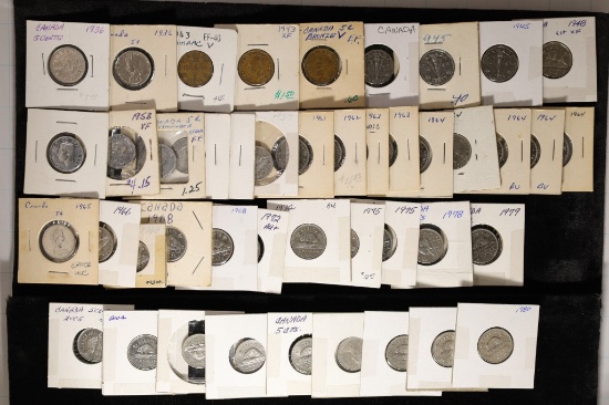 44-ASSORTED FLIPPED CANADA FIVE CENTS: 1936-2005