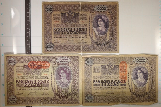 3-1918 AUSTRIA 10000 KRONEN BILLS LARGE SIZE
