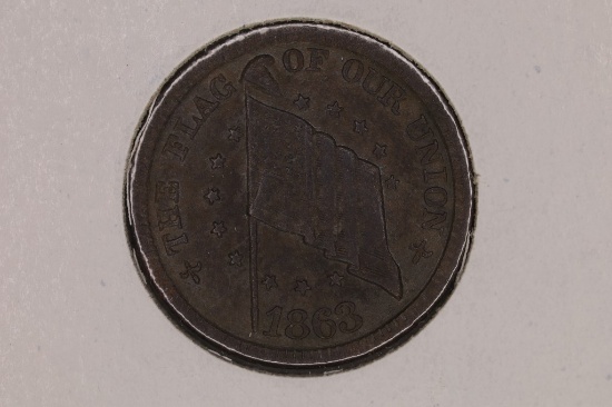 1863 CIVIL WAR TOKEN THE FLAG OF OUR UNION