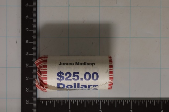 SOLID DATE $25 ROLL OF 2007-D JAMES MADISON UNC