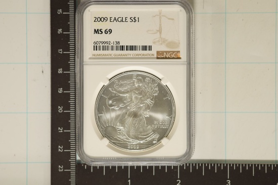 2009 AMERICAN SILVER EAGLE NGC MS69 1 OZ. SILVER