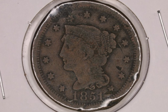 1851 US LARGE CENT RIM DAMAGE