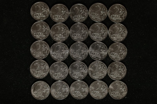 25-2012 RUSSIA COMMEMORATIVE 2 RUBLE UNC COINS:
