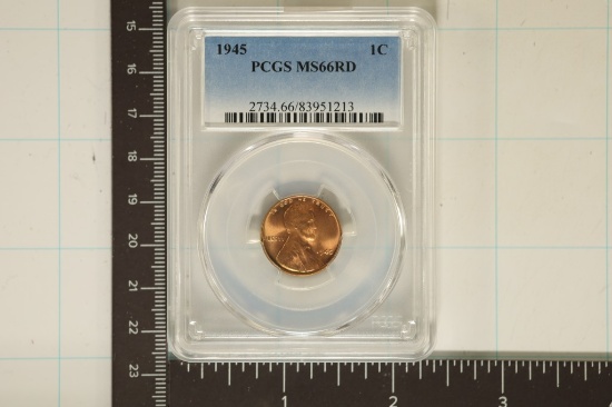 1945 LINCOLN WHEAT CENT PCGS MS66RD