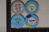 4-$1 PLASTIC CASINO CHIPS: ORMBSY HOUSE,