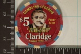 $5 CLARIDGE CASINO CHIP ATLANTIC CITY GAMBLING