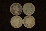 1900, 1902, 1906-S & 1912 SILVER BARBER DIMES