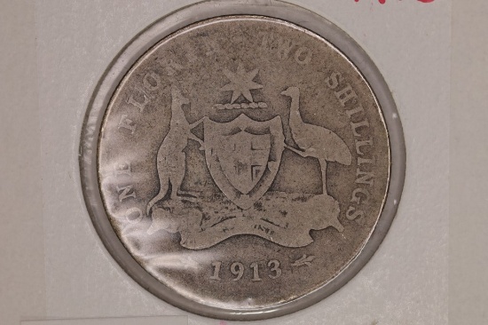 1913 AUSTRALIA SILVER 1 FLORIN .3364 OZ. ASW