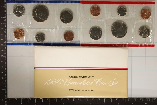 1986 US MINT SET (UNC) P/D (WITH ENVELOPE)