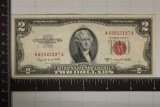 1953-B US $2 RED SEAL NOTE XF / AU