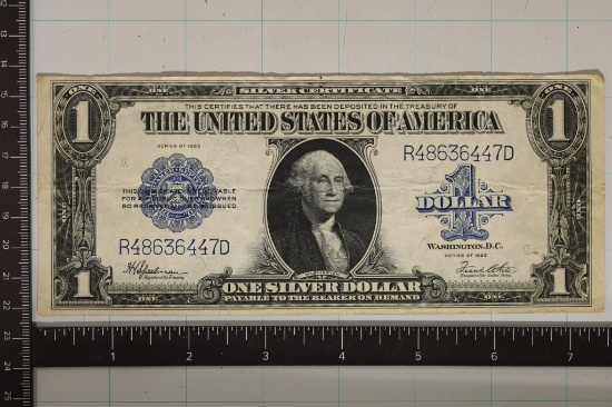 1923 US $1 SILVER CERTIFICATE LARGE SIZE BLUE SEAL