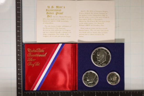1976-S US BICENTENNIAL SILVER 3 COIN SET WITH