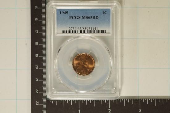 1945 LINCOLN WHEAT CENT PCGS MS65RD