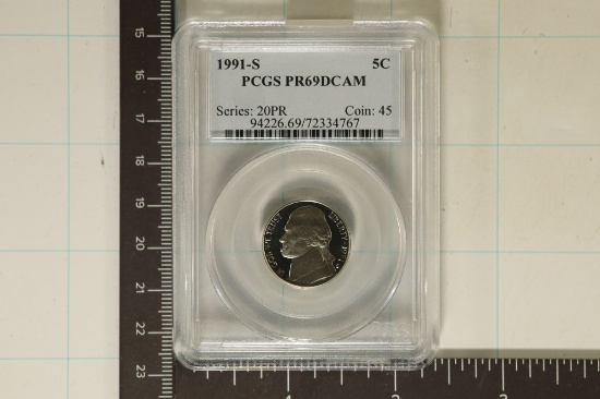 1991-S JEFFERSON NICKEL PCGS PR69 DCAM