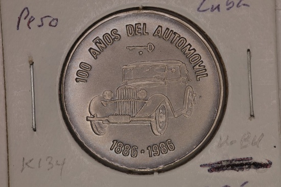 1986 CUBA 1 PESO UNC COIN 100 YEARS OF
