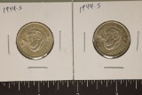 2-1944-S AUSTRALIA SILVER 1 SHILLING .336 OZ. ASW