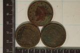 3- US LARGE CENTS 1854, 1825 & 18??. ENVIRONMENTAL