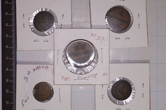 5-AUSTRIA COIN: 1816-S, 1851-A, 1861, 1885 ONE