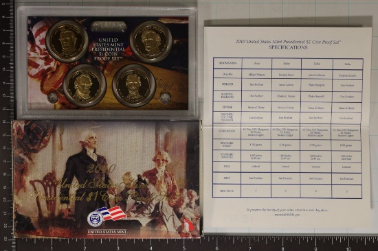 2010 US PRESIDENTIAL DOLLAR 4 COIN PF SET WITH