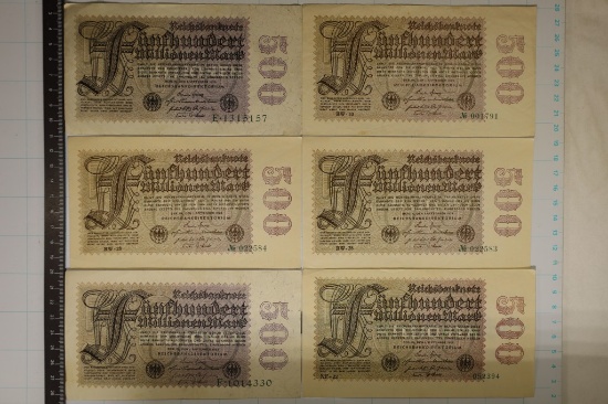 6-1923 GERMAN 500 MILLION MARK BANKNOTES