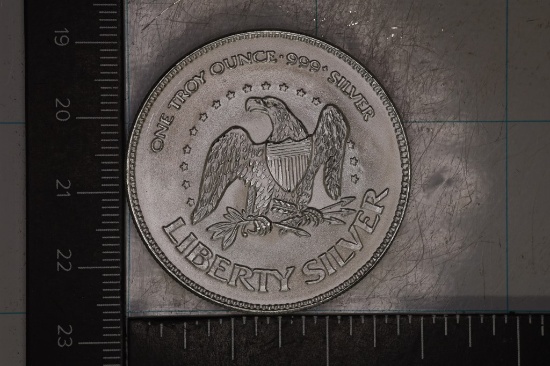 1 TROY OZ .999 FINE SILVER UNC ROUND LIBERTY SILV.