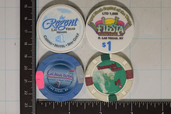 4-$1 CASINO CHIPS: THE REGENT, FIESTA CASINO