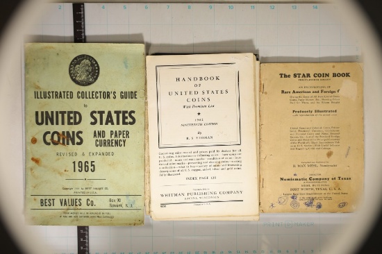 3-VINTAGE COIN COLLECTORS BOOKS. WELL USED