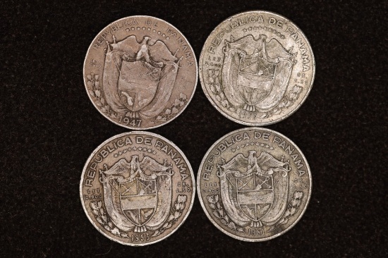 1947, 2-1953 & 1961 PANAMA SILVER 1/10TH BALBOAS