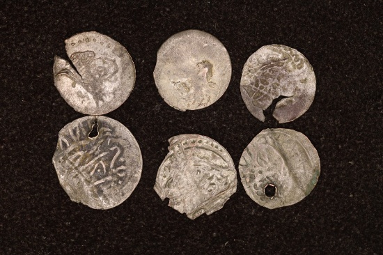 6 SILVER DIME SIZED OTTOMAN EMPIRE PARA COINS: