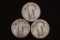3 NO DATE SILVER STANDING LIBERTY QUARTERS