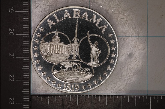 1.16 OZ. PF STERLING SILVER ALABAMA STATE ROUND
