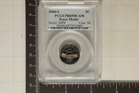2004-S PEACE MEDAL NICKEL PCGS PR69 DCAM