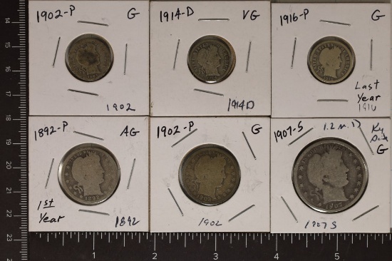 BARBER COLLECTOR COIN SET: 1907-S HALF, 1892-P