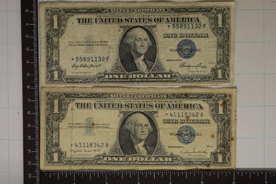 2 US $1 SILVER CERTIFICATE STAR NOTES: 1935-E AND