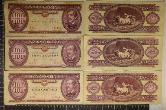 6-MAGYAR NEMEZETI 100 FORINT BILLS: 5-1984 & ONE