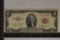1953-A RED SEAL STAR NOTE US $2 WITH A TEAR ON