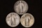 3-NO DATE STANDING LIBERTY QUARTERS