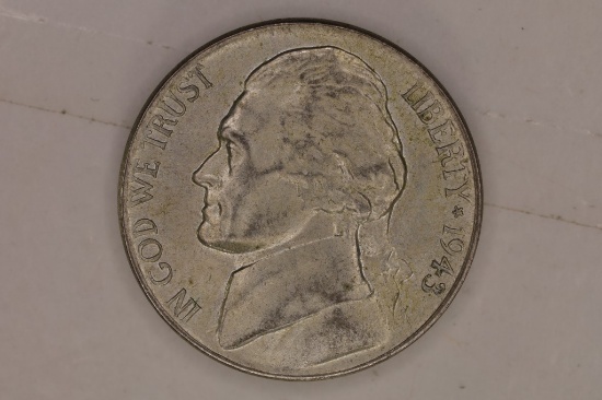 1943-P 35% SILVER JEFFERSON WAR NICKEL AU+