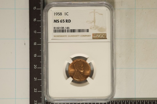 1958 LINCOLN WHEAT CENT NGC MS65 RED