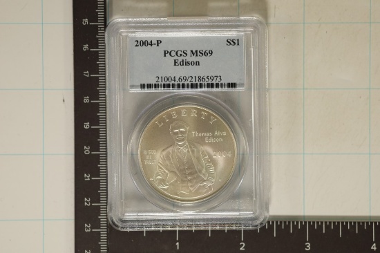 2004-P US EDISON SILVER DOLLAR PCGS MS69