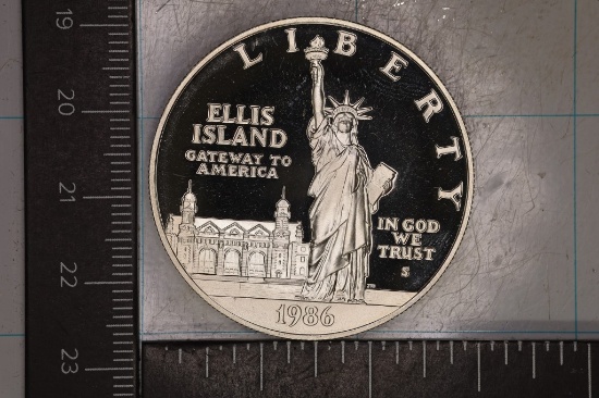 1986-S US PF STATUE OF LIBERTY CLOUDING ON REVERSE