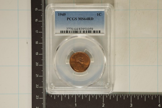 1949 LINCOLN WHEAT CENT PCGS MS64RD