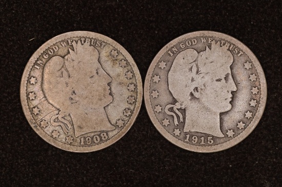 1908 & 1915 SILVER BARBER QUARTERS