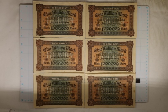 6-1923 GERMAN 1MILLION MARK BILLS VERY FINES