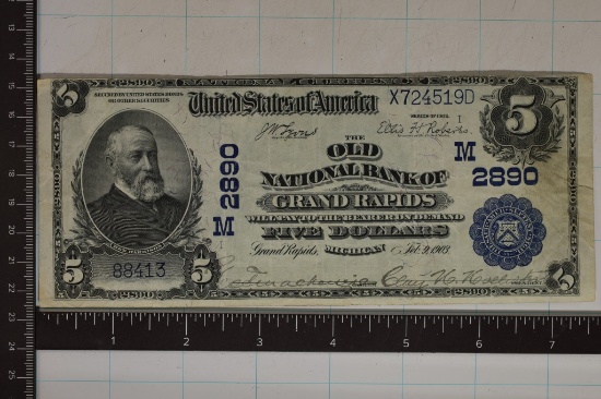 SERIES 1902 $5 NATIONAL CURRENCY GRAND RAPIDS
