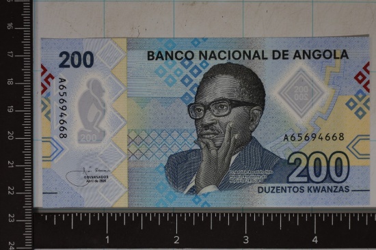 2020 ANGOLA CRISP UNC 200 KWANZA POLYMER BILL