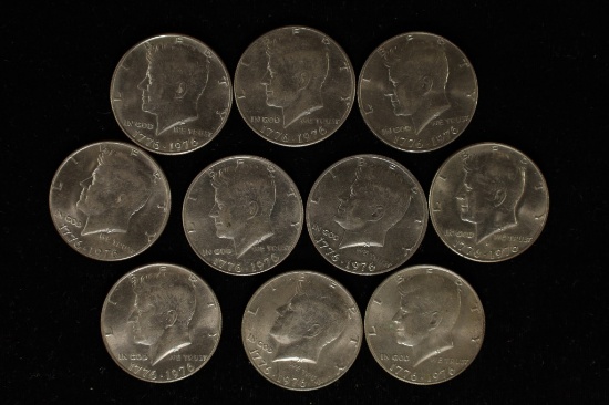 9-1976 & 1-1976-D KENNEDY BICENTENNIAL UNC HALF